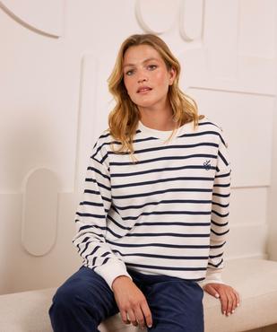 Sweat marin à épaule boutonnée femme - LuluCastagnette vue1 - LULU CASTAGNETTE GEMO FOR GOOD - GEMO