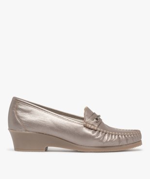 Mocassins femme confort dessus en cuir uni et à talon épais vue1 - G'FLEX - GEMO