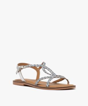 Sandales en cuir à brides tressées et talon plat femme vue2 - TANEO GEMO FOR GOOD - GEMO