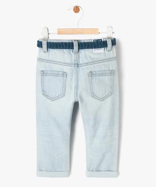 Jean délavé avec ceinture tressée bébé garçon - LuluCastagnette vue4 - LULUCASTAGNETTE - GEMO
