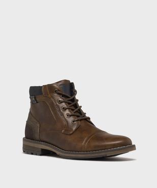 Boots multimatières à lacets et zip homme vue2 - MARIO BALDANO - GEMO
