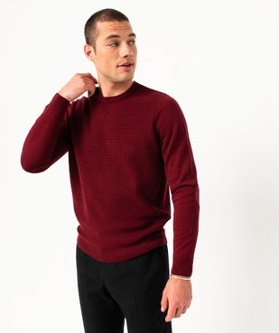 Pull en coton homme avec maille fantaisie sur l’avant vue1 - GEMO (HOMME) - GEMO