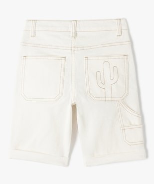 Bermuda garçon en denim avec surpiqûres contrastantes vue3 - GEMO 4G GARCON - GEMO