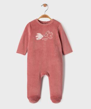 Pyjama en velours motifs oiseaux bébé fille vue1 - GEMO 4G BEBE - GEMO