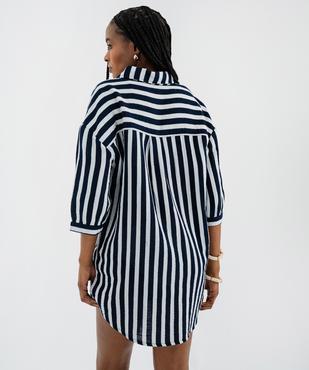Chemise de plage en gaze de coton rayée femme - LuluCastagnette vue3 - LULU CASTAGNETTE G4G D - GEMO