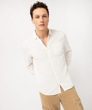 Chemise à manches longues en lin et coton homme vue1 - GEMO 4G HOMME - GEMO