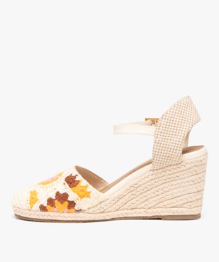 Sandales femme à talon compensé et bout fermé en jute vue3 - GEMO(URBAIN) - GEMO