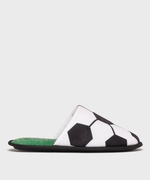 Chaussons mules velours imprimées ballon de football homme vue1 - GEMO 4G HOMME - GEMO