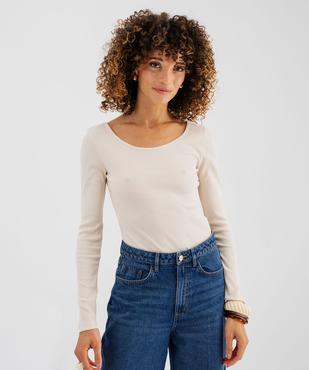 Body à manches longues en maille côtelée femme vue1 - GEMO 4G FEMME - GEMO