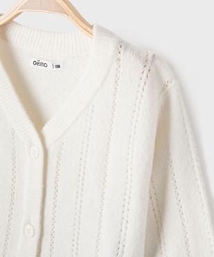 Gilet col V en maille ajourée bébé fille vue2 - GEMO(BEBE DEBT) - GEMO