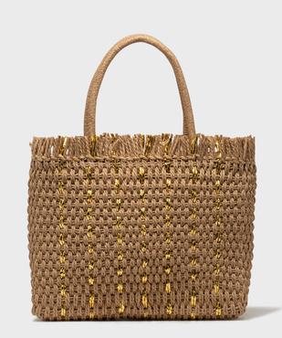 Sac cabas en paille de papier tressé et doré femme vue1 - GEMO (ACCESS) - GEMO