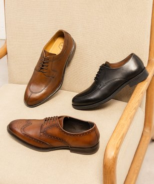 Derbies homme dessus en cuir uni à lacets cirés - Taneo vue6 - TANEO - GEMO