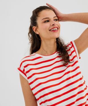 Tee-shirt rayé à manches ultra courtes femme vue2 - GEMO 4G FEMME - GEMO