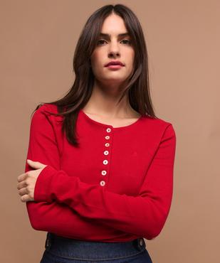Tee-shirt manches longues avec col boutonné femme - LuluCastagnette vue5 - LULUCASTAGNETTE - GEMO
