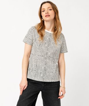 Tee-shirt manches courtes imprimé graphique femme vue2 - GEMO 4G FEMME - GEMO