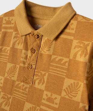 Polo manches courtes en jersey de coton motif feuillage garçon vue2 - GEMO 4G GARCON - GEMO
