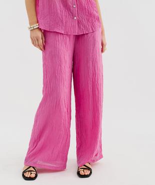 Pantalon large et fluide en fin tissu froissé femme vue2 - GEMO(FEMME PAP) - GEMO