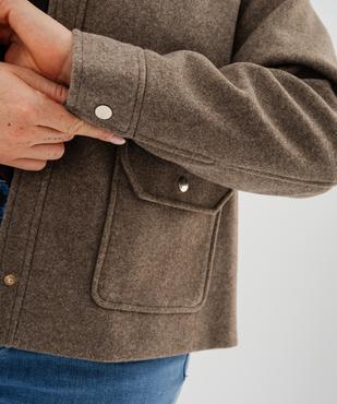 Manteau court aspect drap de laine à boutons-pression femme grande taille vue2 - GEMO (G TAILLE) - GEMO