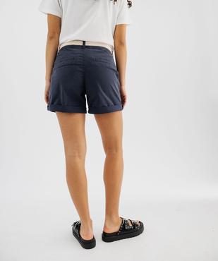Short ample en coton stretch avec ceinture tressée femme vue3 - GEMO(FEMME PAP) - GEMO