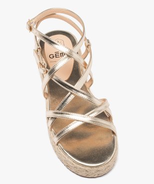 Sandales femme à semelle corde épaisse et multiples brides métallisées vue5 - GEMO (CASUAL) - GEMO