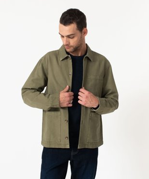 Veste droite en toile de coton à col chemise homme vue2 - GEMO 4G HOMME - GEMO