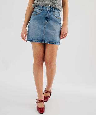 Jupe en jean avec clous métalliques femme vue1 - GEMO(FEMME PAP) - GEMO