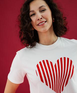 Tee-shirt manches courtes avec motif coeur velours femme vue4 - GEMO(FEMME PAP) - GEMO