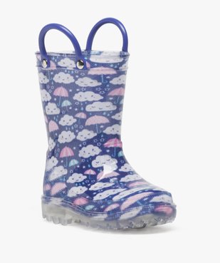 Bottes de pluie fille à anses et semelle lumineuse vue2 - GEMO(BEBE DEBT) - GEMO