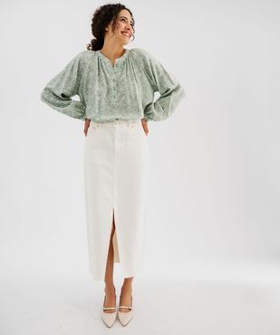 Blouse manches longues en viscose fleurie à col rond boutonné femme vue5 - GEMO 4G FEMME - GEMO