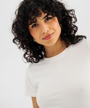 Tee-shirt manches courtes en coton stretch uni femme vue2 - GEMO(FEMME PAP) - GEMO