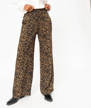 Pantalon large imprimé en maille texturée femme vue1 - GEMO(FEMME PAP) - GEMO