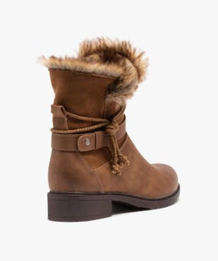 Boots femme unies avec intérieur fourré en peluche et corde nouée  vue4 - GEMO (CONFORT) - GEMO