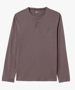 Tee-shirt à manches longues et col tunisien avec poche poitrine homme vue4 - GEMO 4G HOMME - GEMO