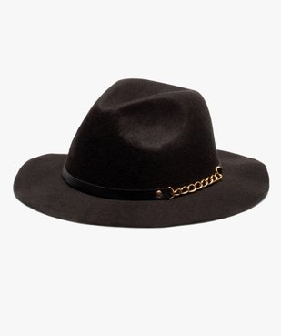 Chapeau femme en feutrine avec galon en chaine dorée vue1 - GEMO (ACCESS) - GEMO