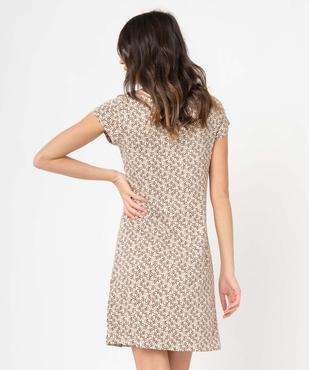 Chemise de nuit en maille extensible avec col V en dentelle femme vue3 - GEMO 4G FEMME - GEMO