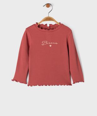 Tee-shirt manches longues à motif brodé et finitions froncées bébé fille vue1 - GEMO 4G BEBE - GEMO