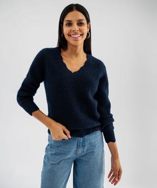Pull en maille douillette extensible à col V femme vue2 - GEMO 4G FEMME - GEMO