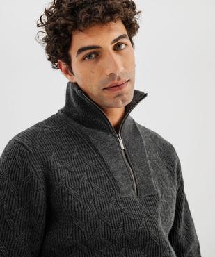 Pull en maille fantaisie avec col zippé homme vue2 - GEMO (HOMME) - GEMO