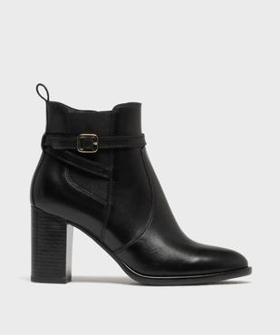 Bottines en cuir à talon haut avec fermeture zippée femme - Tanéo vue1 - TANEO - GEMO