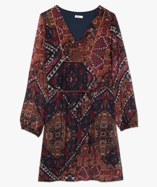 Robe femme imprimée avec fil pailleté et manches longues vue4 - GEMO(FEMME PAP) - GEMO