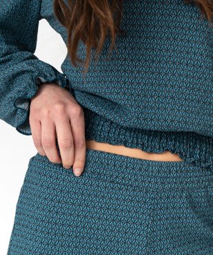 Pantalon large en maille texturée et extensible imprimé femme vue2 - GEMO(FEMME PAP) - GEMO