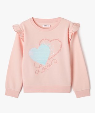Sweat loose à manches volantées et touches pailletées fille vue1 - GEMO (ENFANT) - GEMO