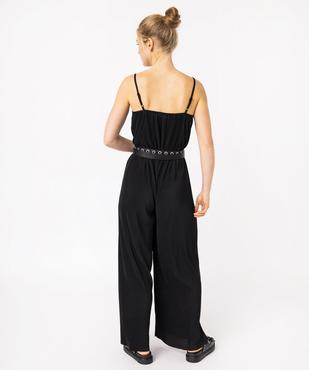 Combinaison pantalon à fines bretelles en maille plissée femme vue3 - GEMO 4G FEMME - GEMO