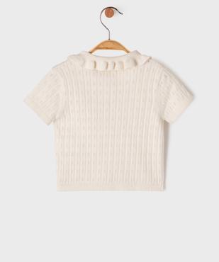 Polo manches courtes en maille ajouré et col Claudine bébé fille - LuluCastagnette vue3 - LULUCASTAGNETTE - GEMO