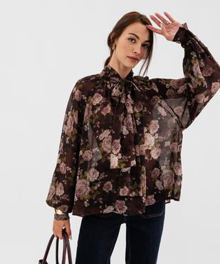 Blouse manches longues en voile transparent et col lavallière femme vue5 - GEMO(FEMME PAP) - GEMO