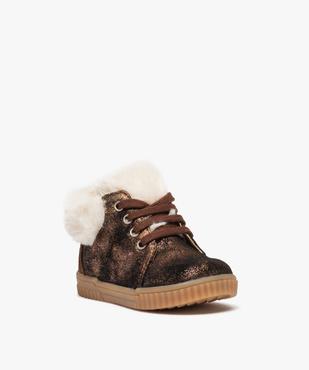 Baskets bébé fille mid-cut en cuir métallisé et col fourré – NA! vue2 - NA! - GEMO