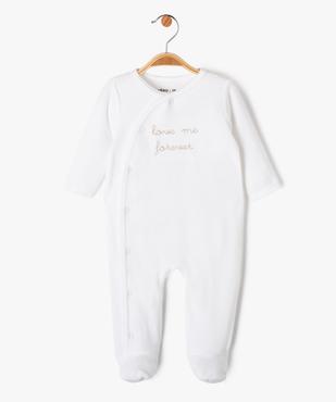 Pyjama en velours avec message brodé bébé fille vue1 - GEMO 4G BEBE - GEMO