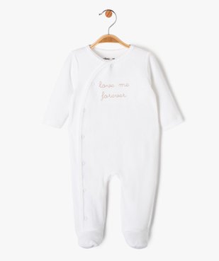 Pyjama en velours avec message brodé bébé fille vue1 - GEMO(BB COUCHE) - GEMO