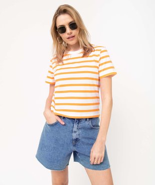 Tee-shirt femme rayé coupe ample et courte vue1 - GEMO(FEMME PAP) - GEMO