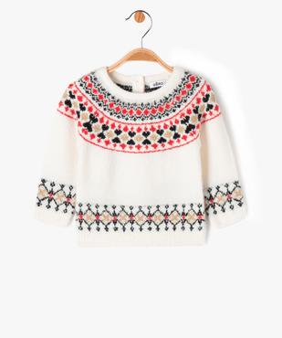 Pull de noël jacquard bébé fille vue1 - GEMO(BEBE DEBT) - GEMO